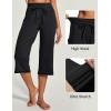 IUGA Capri Pants for Women Capris Wide Leg Pants Woman Yoga Pants with Pockets Loose Casual Work Flare Crop Pants(Black)