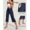IUGA Capri Pants for Women Capris Wide Leg Pants Woman Yoga Pants with Pockets Loose Casual Work Flare Crop Pants(Dark Blue)