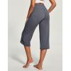 IUGA Capri Pants for Women Capris Wide Leg Pants Woman Yoga Pants with Pockets Loose Casual Work Flare Crop Pants(Dark Gray)