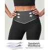 IUGA Compression Leggings with Pockets for Women Tummy Control Leggings No Front Seam Workout High Waist Yoga Pants(Black)