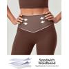 IUGA Compression Leggings with Pockets for Women Tummy Control Leggings No Front Seam Workout High Waist Yoga Pants(Coffee Brown)