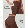 IUGA Compression Leggings with Pockets for Women Tummy Control Leggings No Front Seam Workout High Waist Yoga Pants(Coffee Brown)