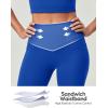 IUGA Compression Leggings with Pockets for Women Tummy Control Leggings No Front Seam Workout High Waist Yoga Pants(Dynamic Blue)