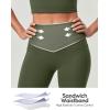 IUGA Compression Leggings with Pockets for Women Tummy Control Leggings No Front Seam Workout High Waist Yoga Pants(Grass Grey Green)
