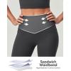 IUGA Compression Leggings with Pockets for Women Tummy Control Leggings No Front Seam Workout High Waist Yoga Pants(Ink Gray)