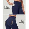 IUGA Compression Leggings with Pockets for Women Tummy Control Leggings No Front Seam Workout High Waist Yoga Pants(Navy Blue)