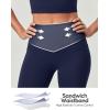 IUGA Compression Leggings with Pockets for Women Tummy Control Leggings No Front Seam Workout High Waist Yoga Pants(Navy Blue)