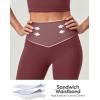 IUGA Compression Leggings with Pockets for Women Tummy Control Leggings No Front Seam Workout High Waist Yoga Pants(Noctilucence Red)