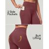 IUGA Compression Leggings with Pockets for Women Tummy Control Leggings No Front Seam Workout High Waist Yoga Pants(Noctilucence Red)