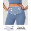 IUGA Compression Leggings with Pockets for Women Tummy Control Leggings No Front Seam Workout High Waist Yoga Pants(Oasis Blue)