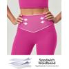 IUGA Compression Leggings with Pockets for Women Tummy Control Leggings No Front Seam Workout High Waist Yoga Pants(Pink Power)