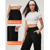IUGA Fleece Cargo Sweatpants for Women Wide Leg Cargo Pants High Waisted Sweats Pants with Pockets Baggy Joggers Pants(Black)