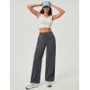 IUGA Fleece Cargo Sweatpants for Women Wide Leg Cargo Pants High Waisted Sweats Pants with Pockets Baggy Joggers Pants(Dark Heather Grey)