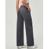 IUGA Fleece Cargo Sweatpants for Women Wide Leg Cargo Pants High Waisted Sweats Pants with Pockets Baggy Joggers Pants(Dark Heather Grey)