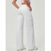 IUGA Fleece Cargo Sweatpants for Women Wide Leg Cargo Pants High Waisted Sweats Pants with Pockets Baggy Joggers Pants(Heather Cloud White)