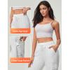 IUGA Fleece Cargo Sweatpants for Women Wide Leg Cargo Pants High Waisted Sweats Pants with Pockets Baggy Joggers Pants(Heather Cloud White)