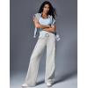 IUGA Fleece Cargo Sweatpants for Women Wide Leg Cargo Pants High Waisted Sweats Pants with Pockets Baggy Joggers Pants(Light Heather Grey)