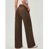 IUGA Fleece Cargo Sweatpants for Women Wide Leg Cargo Pants High Waisted Sweats Pants with Pockets Baggy Joggers Pants(Mocha Brown)