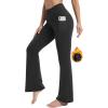 IUGA Fleece Lined Bootcut Yoga Pants with Pockets for Women Thermal Bootleg Pants Winter Workout Flare Leggings(Black)