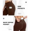IUGA Fleece Lined Bootcut Yoga Pants with Pockets for Women Thermal Bootleg Pants Winter Workout Flare Leggings(Brown)