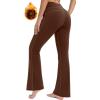 IUGA Fleece Lined Bootcut Yoga Pants with Pockets for Women Thermal Bootleg Pants Winter Workout Flare Leggings(Brown)