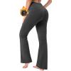 IUGA Fleece Lined Bootcut Yoga Pants with Pockets for Women Thermal Bootleg Pants Winter Workout Flare Leggings(Charcoal)