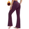 IUGA Fleece Lined Bootcut Yoga Pants with Pockets for Women Thermal Bootleg Pants Winter Workout Flare Leggings(Purple)