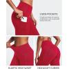 IUGA Fleece Lined Leggings Women Thermal Leggings for Women Winter Warm Tights High Waisted Hiking Yoga Pants with Pockets(Bright Red)