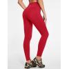 IUGA Fleece Lined Leggings Women Water Resistant Thermal Leggings Winter Warm Tights High Waist Hiking Pants with Pockets(Crimson)