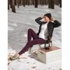 IUGA Fleece Lined Leggings Women Water Resistant Thermal Leggings Winter Warm Tights High Waist Hiking Pants with Pockets(Dark Burgundy)
