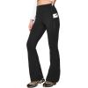 IUGA Fleece Lined Pants Women Water Resistant Hiking Pants Winter Flare Leggings with Pockets Bootcut Thermal(Black)