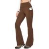 IUGA Fleece Lined Pants Women Water Resistant Hiking Pants Winter Flare Leggings with Pockets Bootcut Thermal(Chestnut Brown)