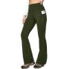 IUGA Fleece Lined Pants Women Water Resistant Hiking Pants Winter Flare Leggings with Pockets Bootcut Thermal(Dark Green)