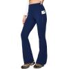 IUGA Fleece Lined Pants Women Water Resistant Hiking Pants Winter Flare Leggings with Pockets Bootcut Thermal(Navy)