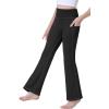 IUGA Girls Flare Leggings High Waist Cute Preppy Clothes for Girls Uniform Pants with Pockets Bell Bottom Pants(Black)