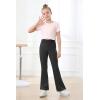 IUGA Girls Flare Leggings High Waist Cute Preppy Clothes for Girls Uniform Pants with Pockets Bell Bottom Pants(Black)