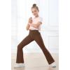 IUGA Girls Flare Leggings High Waist Cute Preppy Clothes for Girls Uniform Pants with Pockets Bell Bottom Pants(Brownie)
