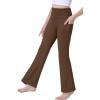 IUGA Girls Flare Leggings High Waist Cute Preppy Clothes for Girls Uniform Pants with Pockets Bell Bottom Pants(Brownie)