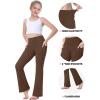 IUGA Girls Flare Leggings High Waist Cute Preppy Clothes for Girls Uniform Pants with Pockets Bell Bottom Pants(Brownie)