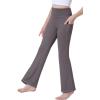 IUGA Girls Flare Leggings High Waist Cute Preppy Clothes for Girls Uniform Pants with Pockets Bell Bottom Pants(Dark Grey)