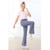 IUGA Girls Flare Leggings High Waist Cute Preppy Clothes for Girls Uniform Pants with Pockets Bell Bottom Pants(Grey Blue)