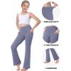 IUGA Girls Flare Leggings High Waist Cute Preppy Clothes for Girls Uniform Pants with Pockets Bell Bottom Pants(Grey Blue)