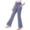 IUGA Girls Flare Leggings High Waist Cute Preppy Clothes for Girls Uniform Pants with Pockets Bell Bottom Pants(Grey Blue)