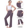 IUGA Girls Flare Leggings High Waist Cute Preppy Clothes for Girls Uniform Pants with Pockets Bell Bottom Pants(Grey Purple)