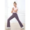 IUGA Girls Flare Leggings High Waist Cute Preppy Clothes for Girls Uniform Pants with Pockets Bell Bottom Pants(Grey Purple)