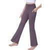 IUGA Girls Flare Leggings High Waist Cute Preppy Clothes for Girls Uniform Pants with Pockets Bell Bottom Pants(Grey Purple)