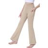 IUGA Girls Flare Leggings High Waist Cute Preppy Clothes for Girls Uniform Pants with Pockets Bell Bottom Pants(Khaki)