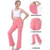 IUGA Girls Flare Leggings High Waist Cute Preppy Clothes for Girls Uniform Pants with Pockets Bell Bottom Pants(Pink)