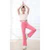 IUGA Girls Flare Leggings High Waist Cute Preppy Clothes for Girls Uniform Pants with Pockets Bell Bottom Pants(Pink)
