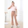 IUGA Girls Flare Leggings High Waist Cute Preppy Clothes for Girls Uniform Pants with Pockets Bell Bottom Pants(Rose Dust)